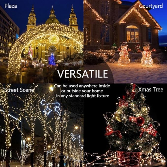 2 Pack Solar Christmas Lights Outdoor Waterproof, Total 400led 144ft Each 8 Modes Solar String Lights Solar Fairy Lights Decoration for Garden Yard Patio House Christmas Tree Xmas(Warm White)