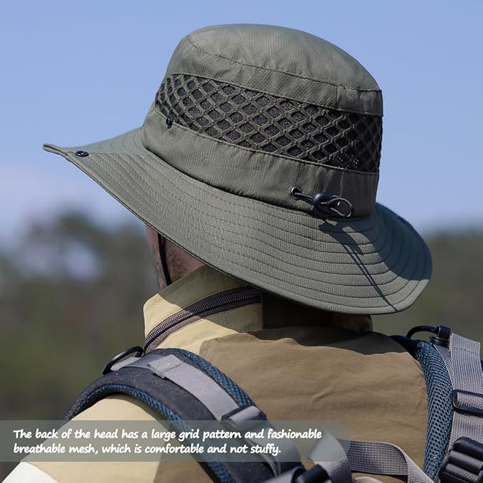 Fishing Hat, UPF50+ Wide Brim Sun Hat for Men Women, UV Protection Hiking Beach Bucket Hats Summer Safari Hat