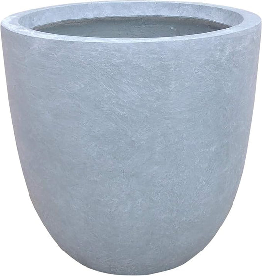 Kante 10 Inch Dia Round Concrete Planter, Indoor Outdoor Large Plant Pot with Drainage Hole and Rubber Plug for Home Patio Garden, Slate Gray