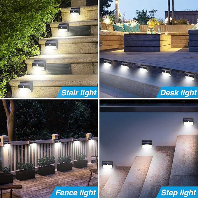 Solar Lights Outdoor, [138 LED/8 Packs] Solar Motion Sensor Security Lights with 3 Lighting Modes Solar Wall Lights Waterproof Solar Powered Lights Outside for Garden Fence Yard Deck Garage