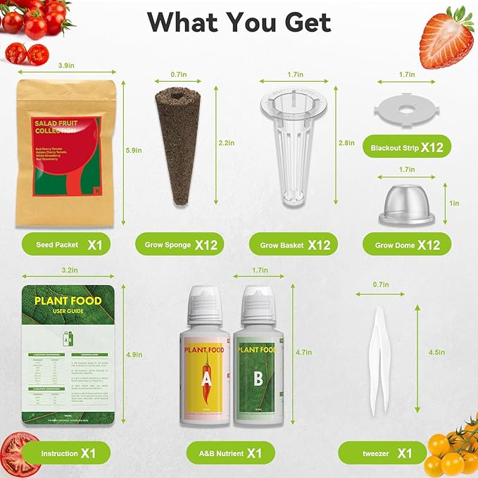 inbloom Strawberry & Tomato Seed Pod Kit for AeroGarden, Ahopegarden, GARDENCUBE, iDoo, MUFGA Hydroponics Growing System, 12-Pods with Heirloom Red/White Strawberry, Red/Golden Cherry Tomato Seeds