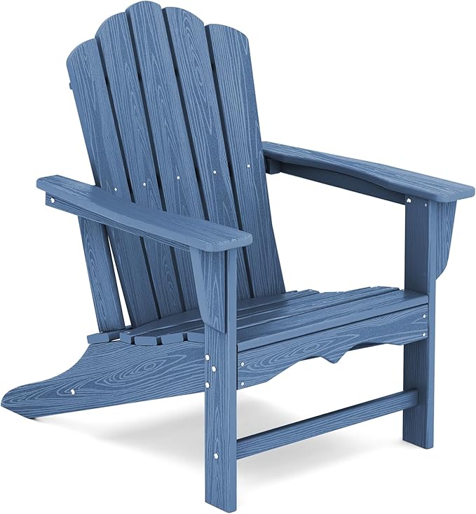 KINGYES HDPE Adirondack Chair, Classic All-Weather Adirondack Chairs, Outdoor Patio Adirondack Chair for Deck Lawn fire Pit, Navy