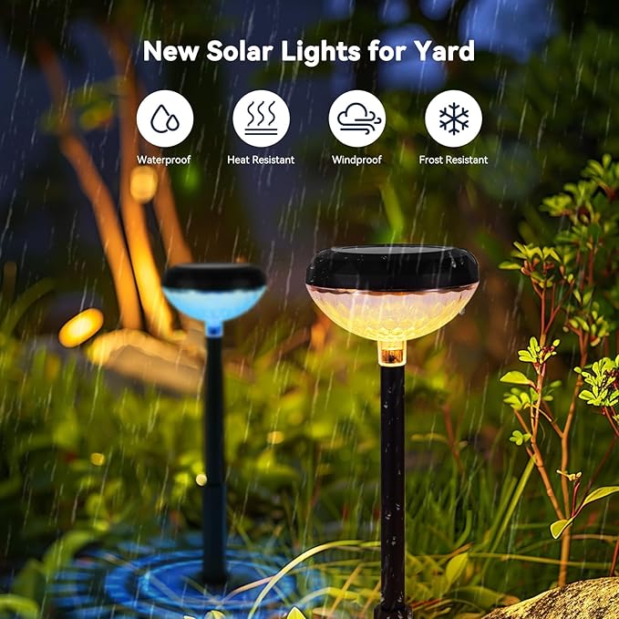 Outdoor Pathway Lights Solar Powered: 6 Pack RGB Landscape Path Lights Led Yard Light - Color Changing Lights Garden Decor for Outside Backyard Sidewalk Patio Walkway Decorations