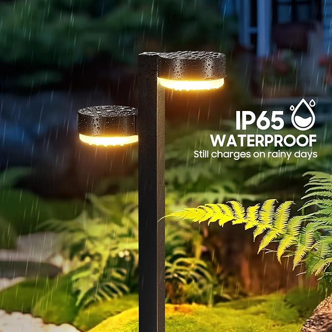 Solar Pathway Lights Outdoor, 4 Pack Dual-Head Solar Lights Outdoor Waterproof Super Bright Up to 12Hrs, Auto On/Off Garden Light for Yard Patio Path Walkway Driveway Outside Decor