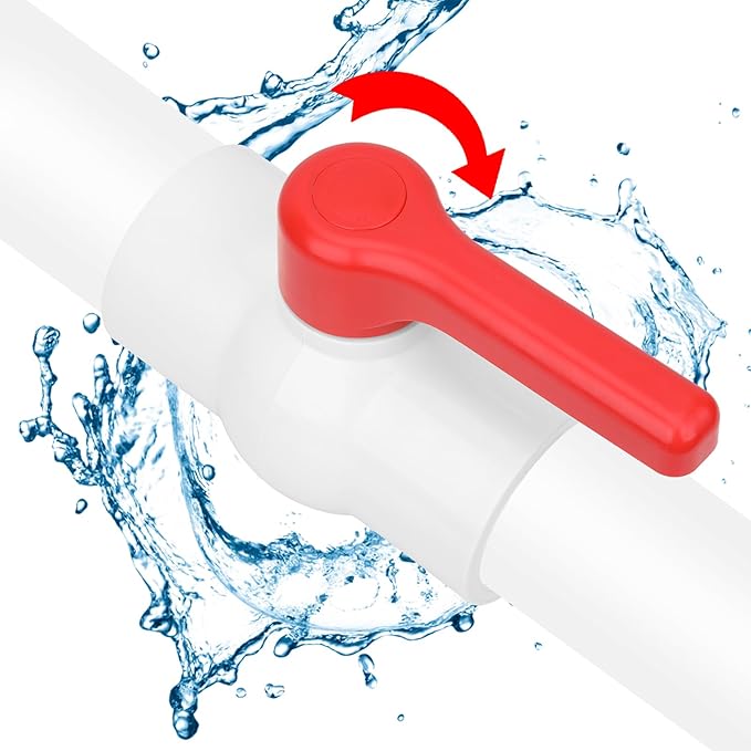2-1/2" PVC Ball Valve Water Pipe Shut-off Valve Socket with Red T-Handle for Cold Water Supply lines, Irrigation Pipe fitting System(Socket x Socket), 2.50" PVC Water Shut-off Valves Fitting, SCH40