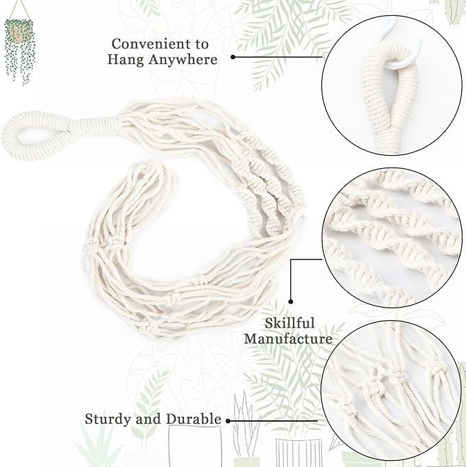 Augshy 27inch Macrame Plant Hanger, 2 Packs Plant Hangers with Hooks, Hanging Planter for Indoor Plants Decorative Macrame Pot Hanger for Home Decor