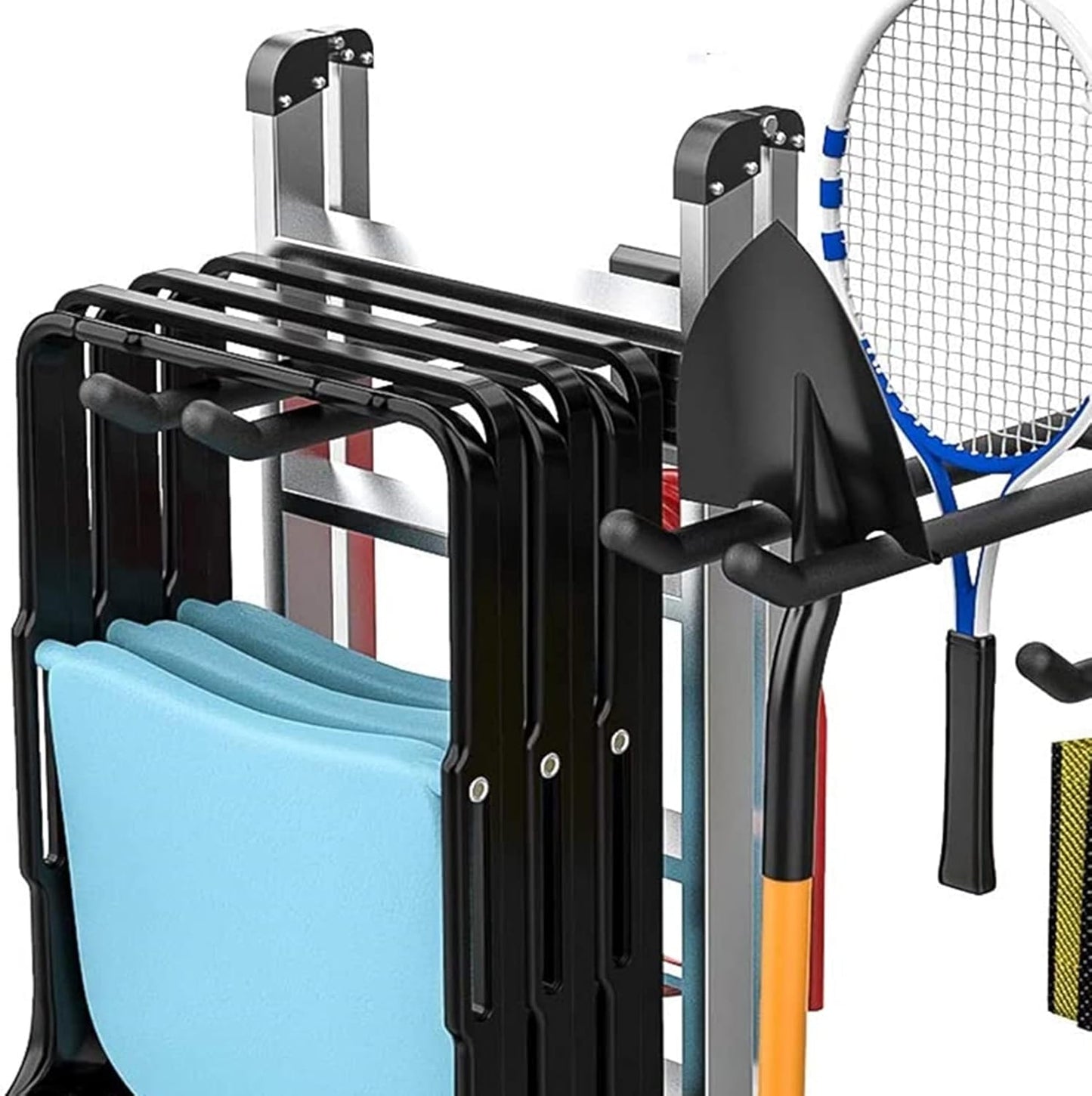 TORACK Garage Storage Organizer Systems, Wall Mount Overhead shelving, 48 inch Heavy Duty Steel Tool Racks, 6-Pack 12'' Double Hooks, 48 inch by 7 inch Floating Shelves, up to 1200Ibs