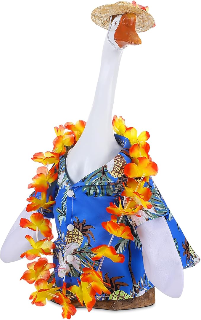 Goose Outfit Yard Porch Goose Clothes Silly Lawn Shirt for 23'' Cement Duck Decorations(Summer)