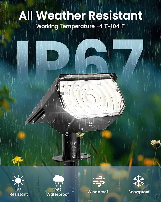 Solar Spot Lights Outdoor Waterproof IP67, 6 Lighting Modes 60 LED, Landscape Spotlights for Tree Yard Garden House Driveway Pathway（4 Pack）