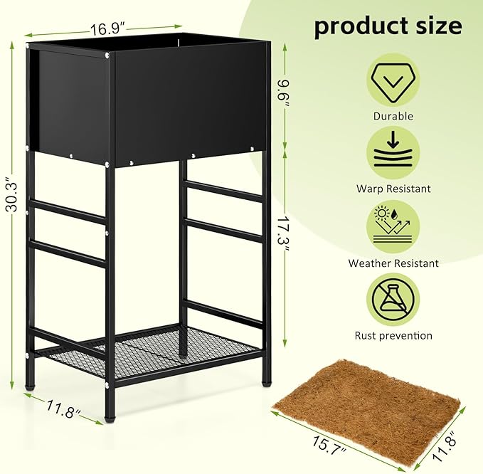Raised Garden Bed, Raised Planter Box with Legs, Outdoor Metal Elevated Garden Bed, Small Standing Raised Beds Flower Bed for Gardening, Backyard, Balcony, Patio