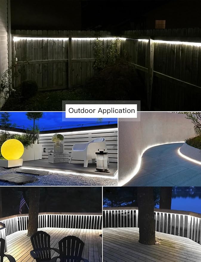 AIMENGTE Led Strip Lights for Outdoor - Waterproof Led Strip Lighting AC 110V, 360LEDs, 6500k LED Rope Lights for Garden, Patio, Lawn, Under Cabinet Kitchen, Bedroom Bathroom (9.9ft, Cool White)