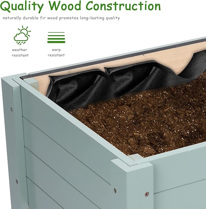 WONDER GARDEN Raised Garden Bed-Planters for Outdoor Plants - Wood Planter Boxes Outdoor for Kids with Legs and DIY Chalkboard for Vegetables Flower Herb