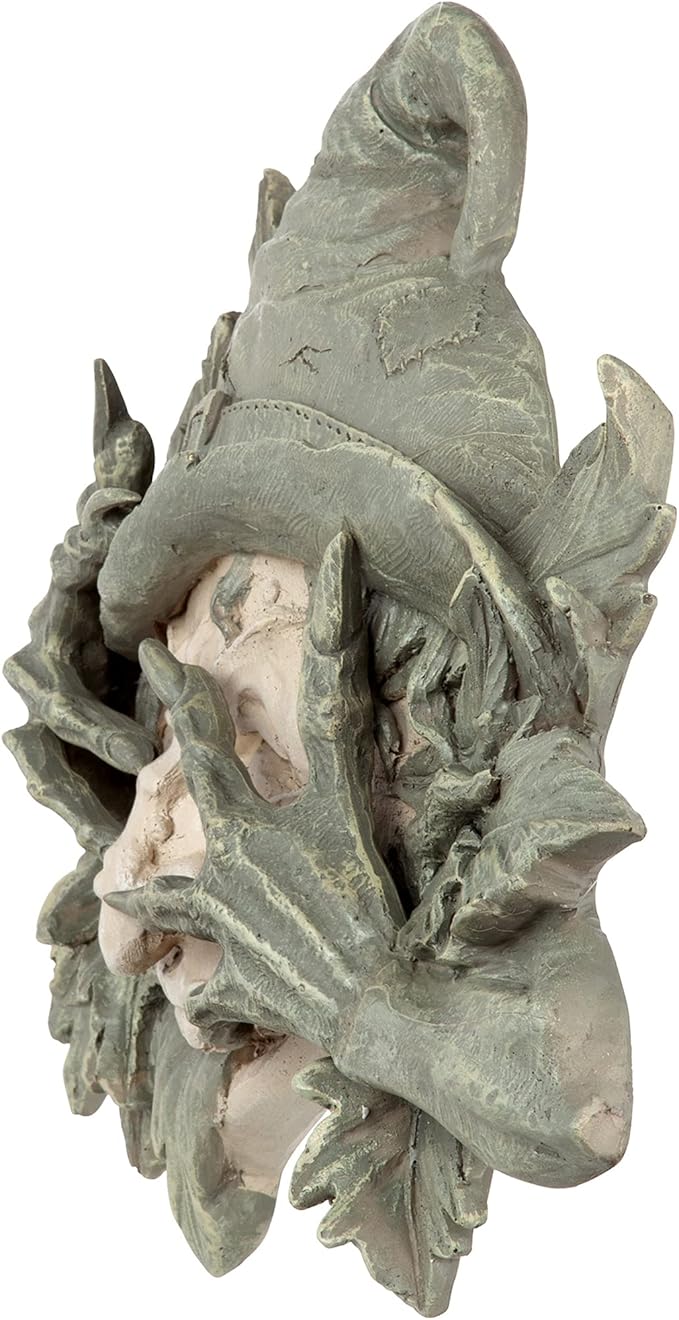 Design Toscano Poison Ivy Forest Witch Greenman Wall Hanging Sculpture, 15.5" Wx2 Dx9.5 H, two tone stone