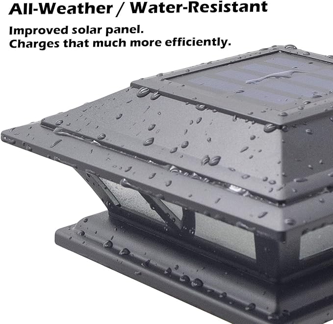 SIEDiNLAR Solar Post Lights Outdoor 2 Modes LED Deck Fence Cap Light for 4x4 5x5 6x6 Posts Patio Garden Decoration Warm White/Cool White Lighting Black (10 Pack)