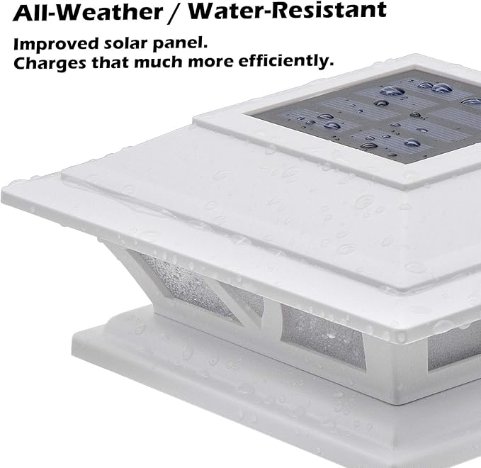 SIEDiNLAR Solar Post Lights Outdoor 2 Modes LED Deck Fence Cap Light for 4x4 5x5 6x6 Posts Patio Garden Decoration Warm White/Cool White Lighting White (1 Pack)