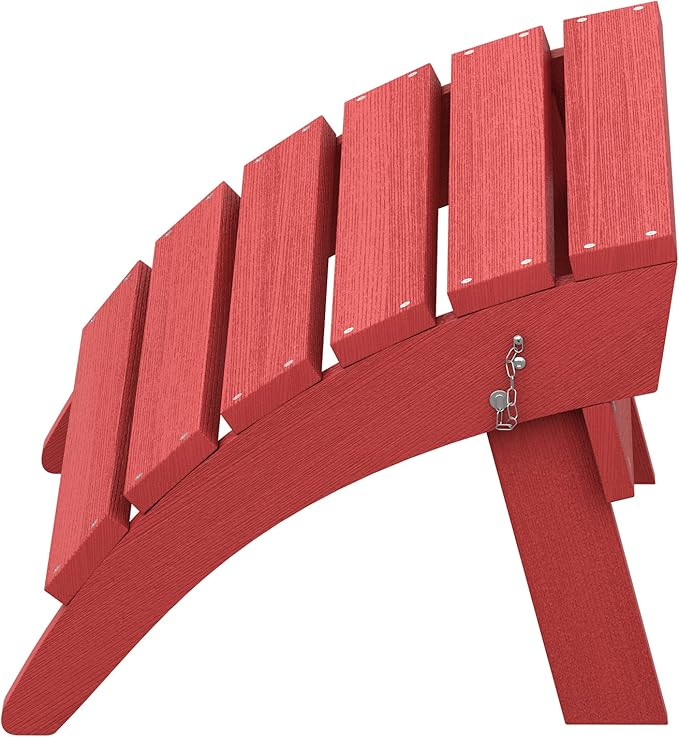 SERWALL Folding Adirondack Footrest, All Weather Adirondack Ottoman Without Assembly, Red