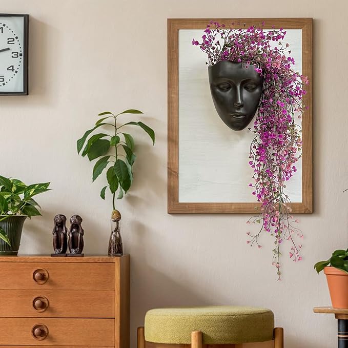 Face Vase,Ceramic Female Form Vase,Modern Sculpture Planter Pot,Human Face Dried Flower Shaped Vase,Wall Hanging Plant Pot for Home Decor Centerpieces, Office or Outdoor Hanging Decor