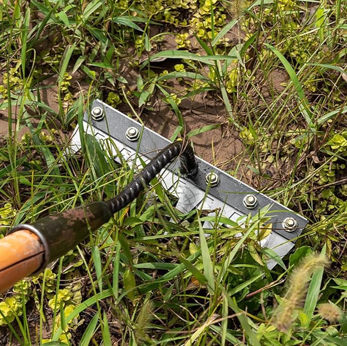 Gardening Hand Weeder Tool,Manual Weeder Tool with Detachable Blades, 4 Sizes High Carbon Steel Dual-Edge Design for Farm Garden Lawn Weed Removal, Soil Cultivation & Root Extraction (5 Tines)