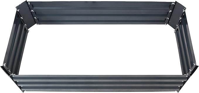 Sunnydaze 11.75" H Raised Metal Garden Bed - Galvanized Raised Garden Bed Outdoor for Vegetables and Flowers - Dark Gray - 4' x 2' Rectangle