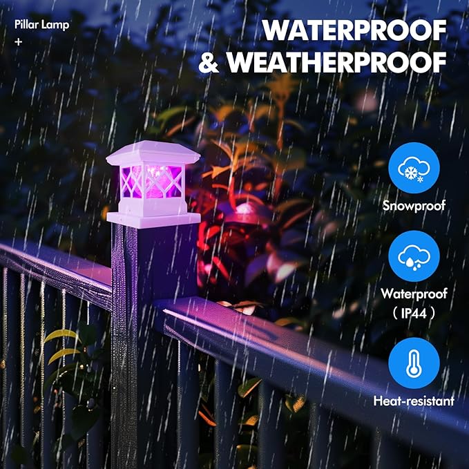 TWINSLUXES Solar Post Cap Light Outdoor, Waterproof LED Fence Post Solar Light, Solar Post Light, 3.5x3.5/4x4/5x5 Post for Patio, Deck Garden Decoration, Wooden or Vinyl Fence Deck Post