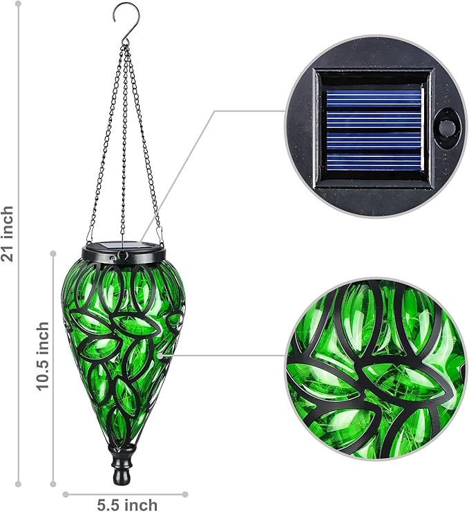 Outdoor Plastic Solar Hanging Lantern, 15 Cool White LEDs Twinkle Effect Tear-Shaped Hanging Lantern Decor Garden Decorative Solar Lights for Backyard, Patio and Lawn