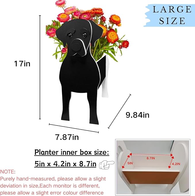 Black Labrador Dog Planter Plant Pots,Cute Garden Dog Flower Planter,Large Dog Planters Birthday Gifts for Women,Office,Indoor/Outdoor Decor(9.84 * 7.87 * 17in)