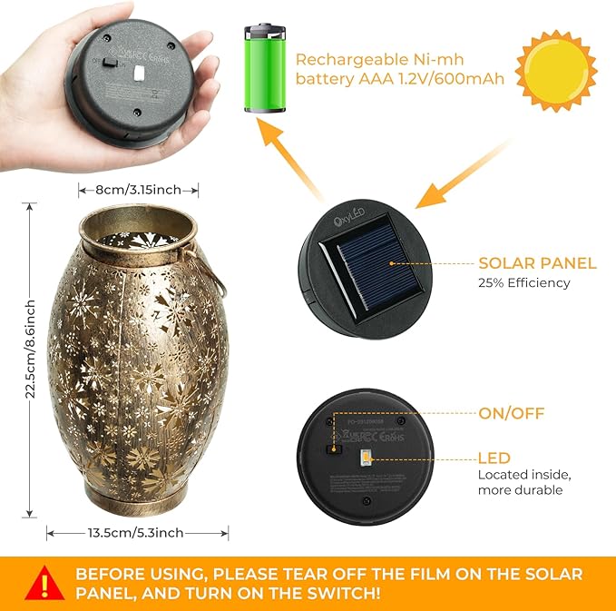 Solar Lanterns Outdoor Waterproof - 2 Pack Hanging Solar Lights Outdoor, Halloween Decorative Retro Metal Lanterns with Handles for Yard, Patio, Tabletop, Pathway, Gardening Gifts for Women Men