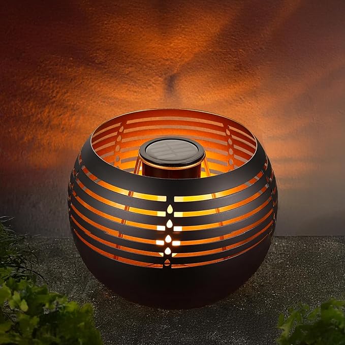 Outdoor Waterproof Lantern, High-Quality Flame Solar-Powered LED Light, Perfect for Gardens, Patios, Deck, Desktops, Pathways, Landscapes, and Lawns Decorations. (L1048)
