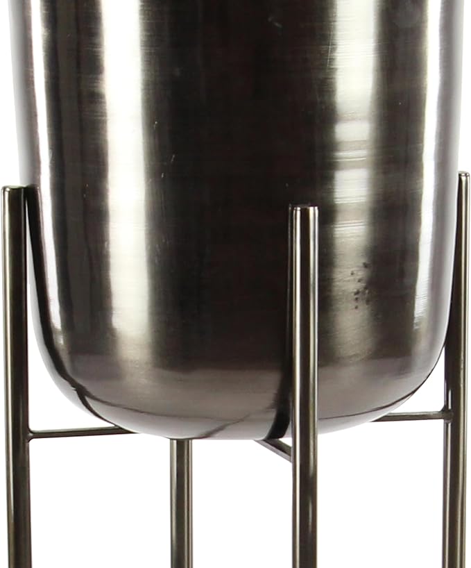 CosmoLiving by Cosmopolitan Metal Indoor Outdoor Planter Dome Large Planter Pot with Removable Stand, Set of 2 Planters 39", 46"H, Black