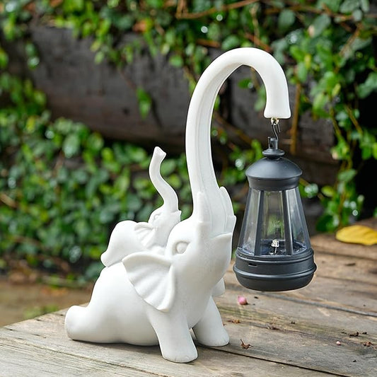 Solar Garden Statue 10 Inch Elephant Decor for Outside Yard Decoration Outdoor Unique Housewarming Gardening Birthday Gifts for Women Grandma