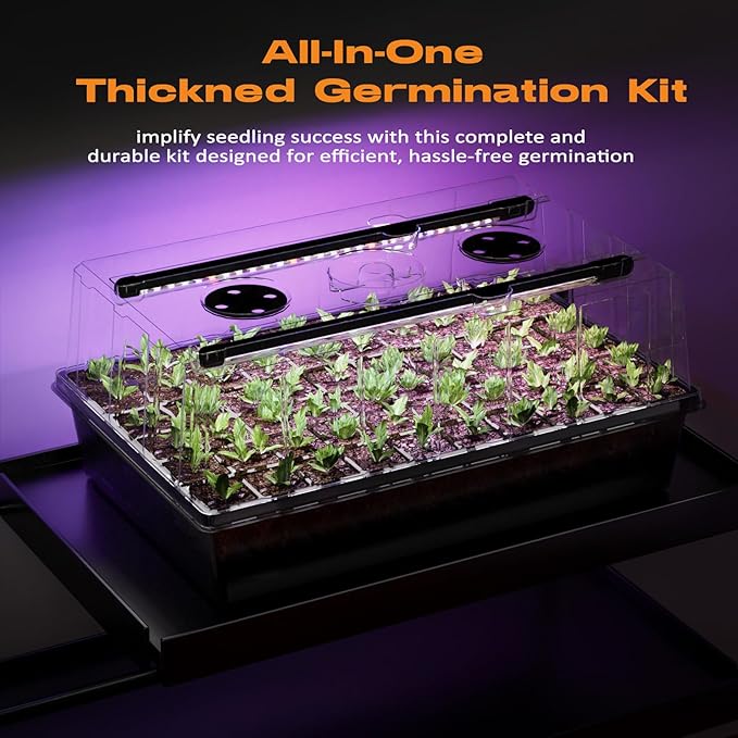 60-Cell Self-Watering Seed Starter Tray with Grow Light, Seed Starter Kit with 4.07” Humidity Dome, Indoor Seedling Starter Tray, Seed Starting Tray for Plant Germination, Seeds Growing