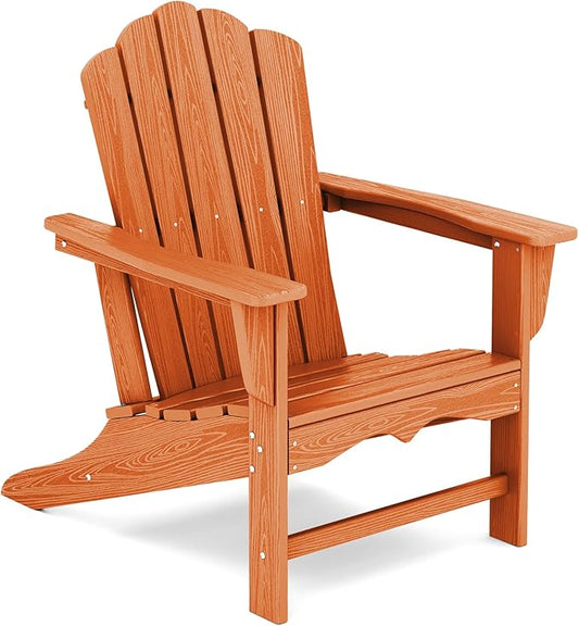 KINGYES HDPE Adirondack Chair, Classic All-Weather Adirondack Chair, Orange