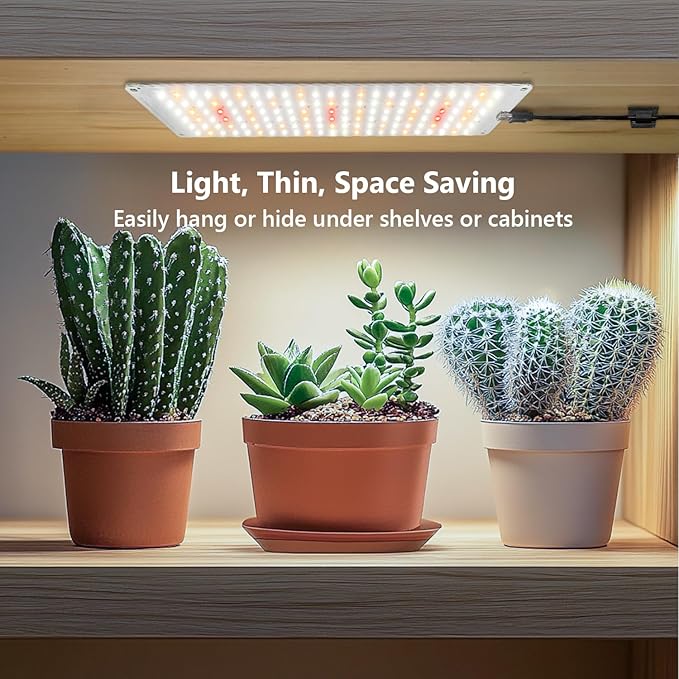 Grow Light, Full Spectrum Under Cabinet Plant Lights for Indoor Growing 3 Panels, Lightweight Plant Light Panel with UL Adaptor, Large Area Illumination 414 LEDs Grow Lamp for Seedlings