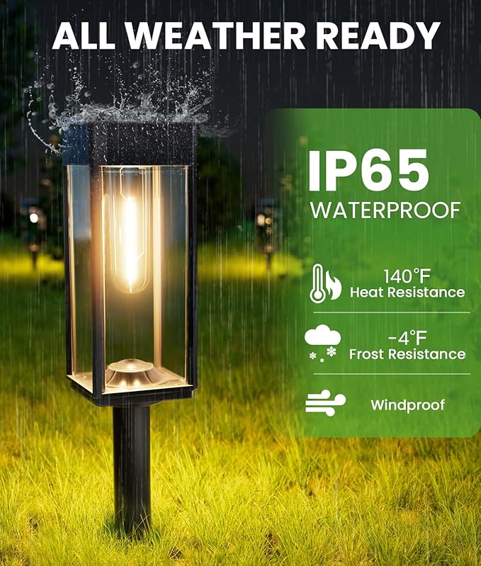 Bright Solar Pathway Lights, 4 Pack Solar Lights Outdoor Waterproof IP65, Auto On/Off Outdoor Light for Yard Garden Landscape Patio Decor Lawn Path Walkway Driveway
