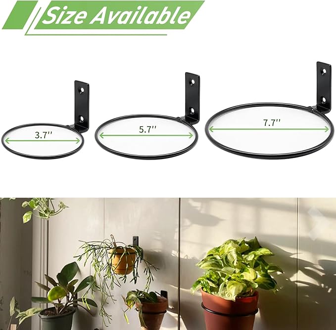 6 Pack 6 Inch Wall Flower Pot Holder Ring Plant Hanger, Metal Planter Hooks Wall Mounted Bracket Heavy Duty for Outdoor Indoor