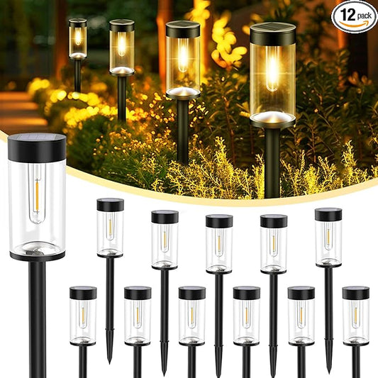 nipify LED Solar Pathway Lights Outdoor, 12 Pack Bright Solar Powered Path Garden Light Waterproof, Auto On/Off Solar Yard Lighting for Walkway Lawn Patio Landscape