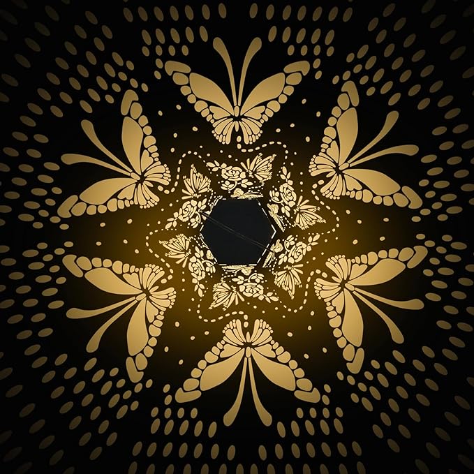 4 Pack Butterfly Solar Lanterns Outdoor Waterproof - Birthday Gifts for Women, Mom, Butterflies Solar Lights Outdoor Hanging Garden Decor for Outside, Patio, Outdoor, Yard, Lawn, Balcony