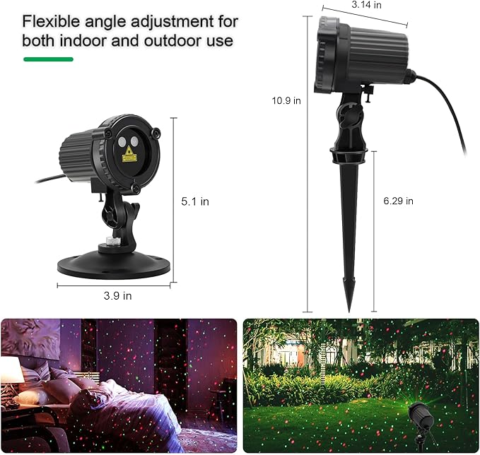 Christmas Laser Lights Outdoor,Red and Green Moving Outdoor Laser Light, Waterproof Garden House Decoration Laser Christmas Lights