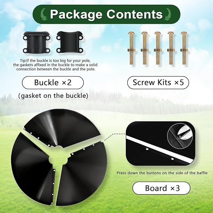 Gtongoko 19 Inch Squirrel Baffle for Bird Feeder Pole Squirrel Guards for Shepherds Hook Stopper for Bird Feeders Black 1 Pack