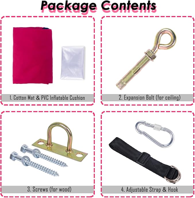 Kids Pod Swing Hanging Seat Child Hammock Chair Indoor and Outdoor Sensory Swing 100% Cotton Loading Capacity 170 lbs (Pink)