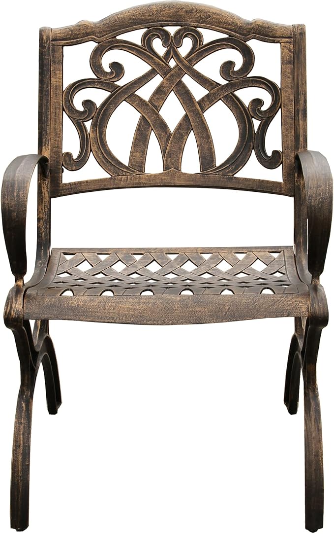 Oakland Living Ornate Traditional Outdoor Cast Aluminum Bronze Patio Dining Chair