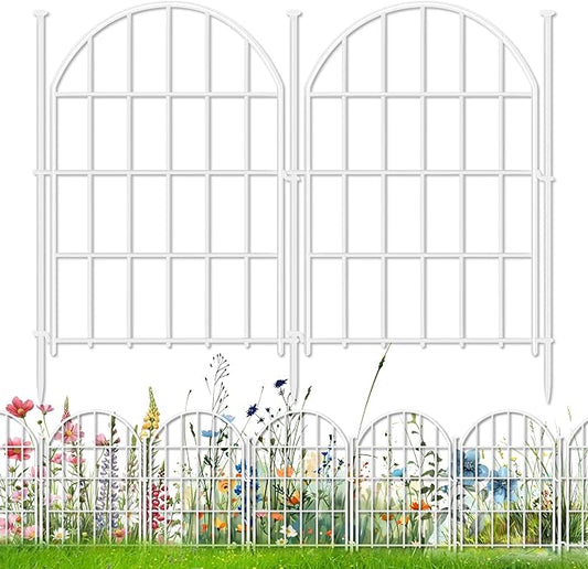 26 Pack Decorative Garden Fence, 17in X 28ft Arched No Dig Fence Border, Garden Edging Border, Rustproof Metal Animal Barrier with Ground Stake for Dog, Rabbit, Outdoor Yard Patio Decor, White