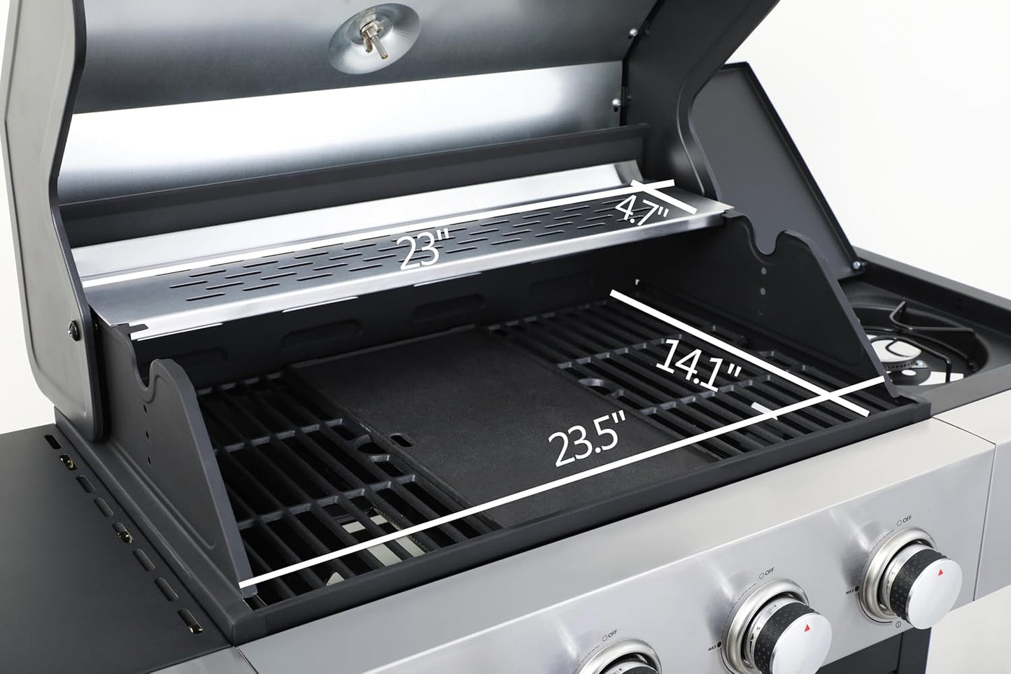 4-Burner Propane Gas BBQ Grill with Side Burner, 46,790 BTU Output, Enameled Cast Iron Grates, Heavy-Duty Stainless Steel Outdoor Grill for Backyard Barbecue