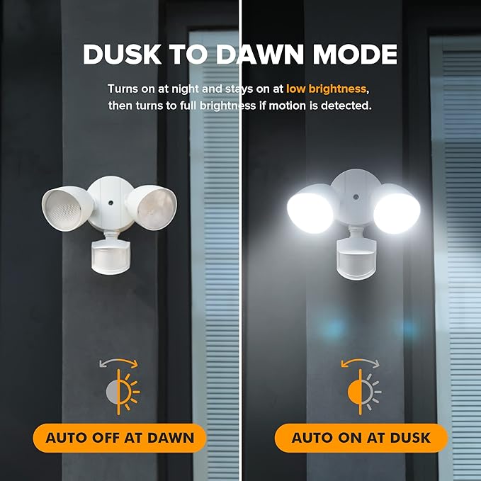 UME 2 Pack 32W 3500 Lumen LED Security Lights Motion Sensor Light Outdoor, 5000K Daylight, IP65 Waterproof, Dusk to Dawn, Motion Detector Flood Light for Garage, Yard, Porch-White