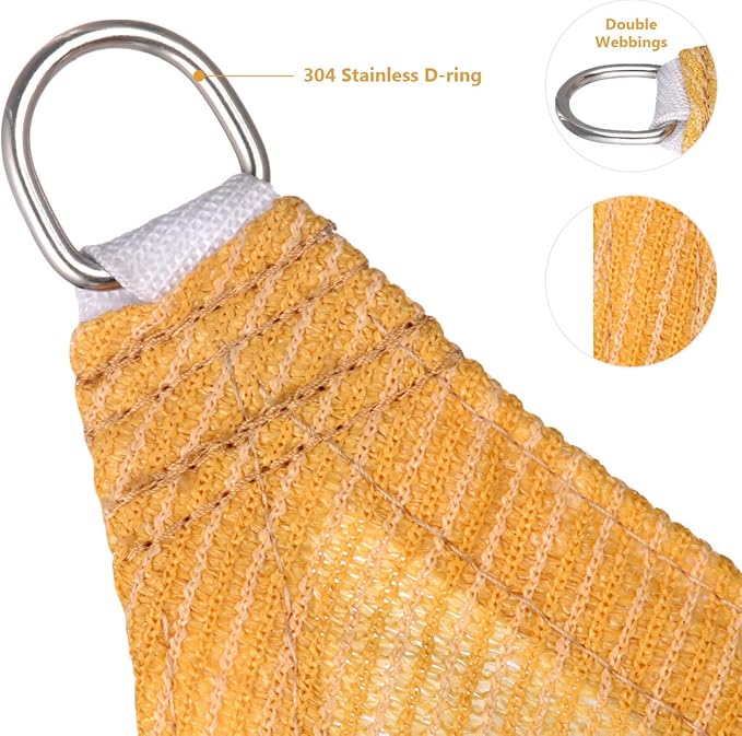 Eden's Decor Straight Flat-Edged Sun Shade Sail Rectangular 9' x 22' Wheat UV-Blocking Outdoor Canopy Fabric Cloth Awning for Pergola Patio Garden Backyard Custom Size