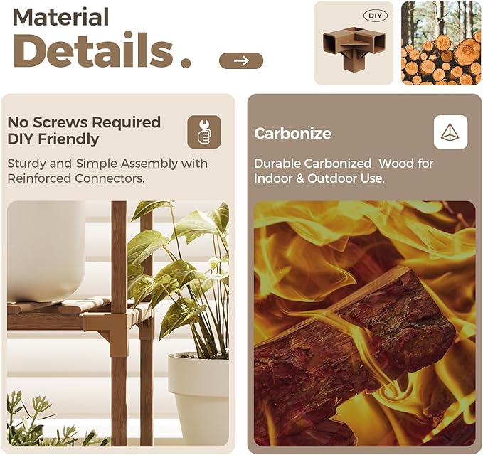 Bamworld Large Hanging Plant Stand Indoor Tall Plant Shelf Outdoor 14 Pots Large Plant Rack for Living Room Patio, Balcony and Garden