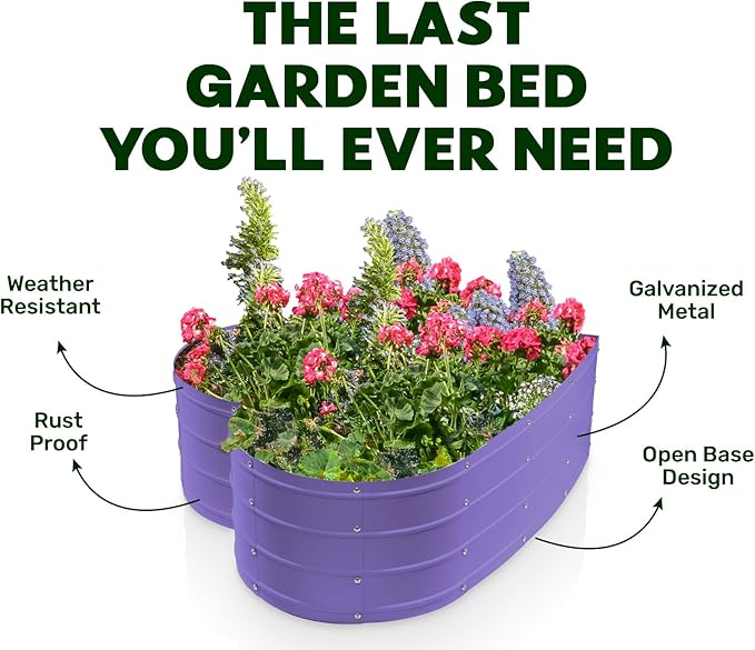 Galvanized Raised Garden Beds Outdoor // Planter Raised Beds for Gardening, Vegetables, Flowers // Large Metal Garden Box (Purple) // Tool-Free Assembly