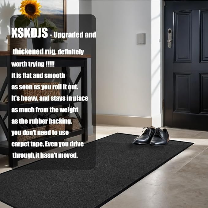 Commercial Grade Entrance Mat 3x6Ft Brush Step Entrance Rug with Striped Pattern&Rubber Border Indoor Outdoor Low Profile Rubber Entrance Carpet Mat for Hallway,Home,High Traffic Area