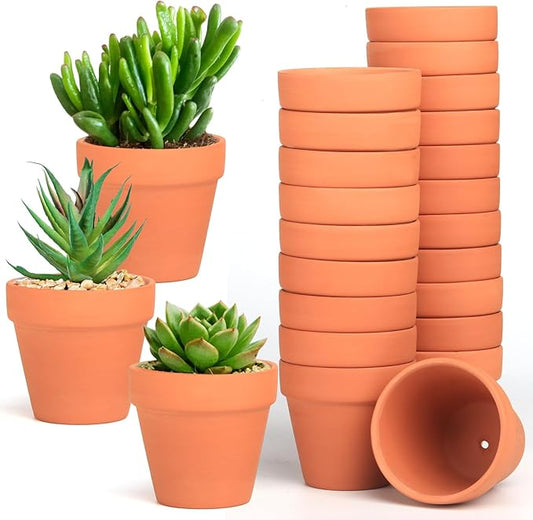 Terra Cotta Pots, 24 Pack 3.15 Inch Mini Clay Pots with Drainage Holes,Cactus Flower Nursery Terracotta Pots for Indoor/Outdoor Succulent Plants, Crafts, Wedding Favor