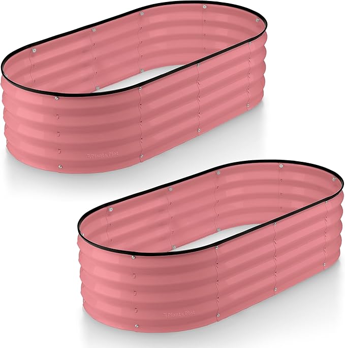 Galvanized Raised Garden Beds Outdoor // 4×2×1 ft (2-Pack) Planter Raised Beds for Gardening, Vegetables, Flowers // Large Metal Garden Box (Pink) // Patented Tool-Free Design